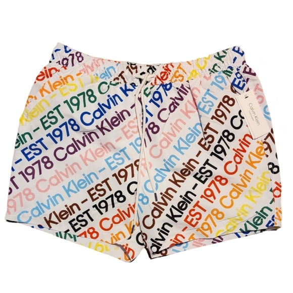 NWT Calvin Klein Swimwear Logo‎ Swim Trunks Men's Large - Picture 1 of 4